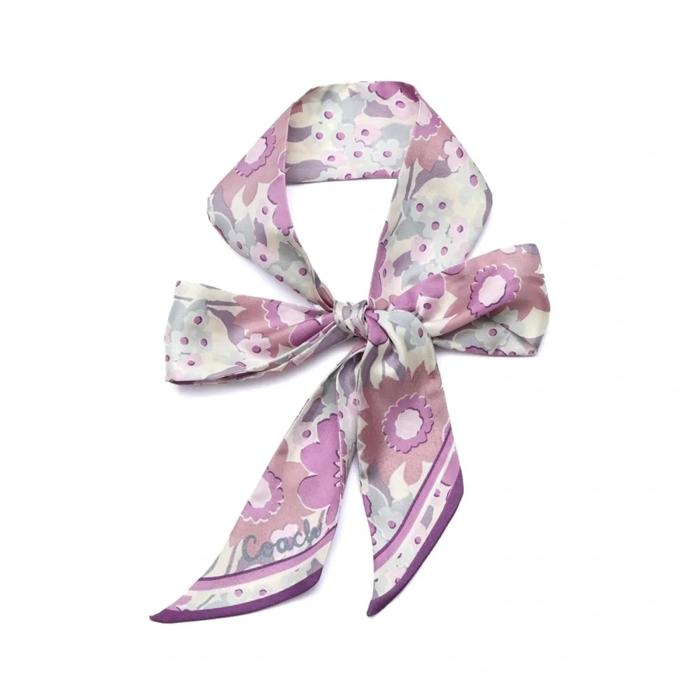 Coach Laurel Floral Silk Skinny Scarf | Twilly Neck or Handbag Scarf NWT